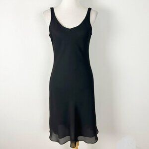 Y2K Niki Black Slip Dress Open Back Rhinestone Detail Size 12 Women's
